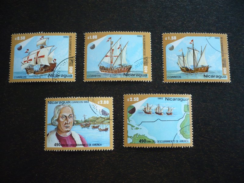 Stamps - Nicaragua - Scott# 1187-1190,C1027 - CTO Part Set of 5 Stamps