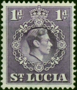 St Lucia 1938 1d Violet SG129 P.14.5 x 14 Fine LMM