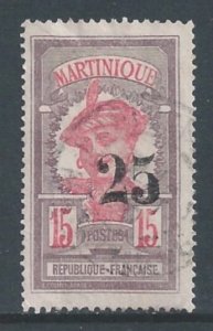 Martinique #107 Used 25c on 15c Martinique Woman