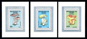 [95572] Niger 1990 (1991) Mushrooms Pilze Champignons 3 Perf. Single Sheets MNH