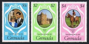 Grenada 1051-1053,MNH.Michel 1197A-1099. Royal Wedding,1981.Charles,Diana.