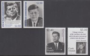 Cook Islands Sc 1476-1477, Aitutaki Sc 615-616 MNH. 2013 JFK Commemorative, VF