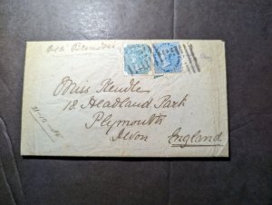 1886 British India Wax Sealed Cover Bombay to Plymouth Devon England