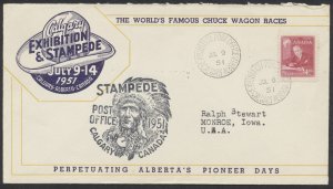 1951 Calgary Stampede Advertising Cover Exhibition Post Office Postmarks