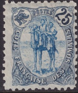 Sc# 41a Fr. Somali Coast Indigo & Blue Somali on Camel 25c issue MH CV $25.00 