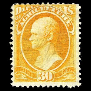 WCstamps: U.S. Scott #O9 / CV $550 / 30c Agriculture Official, Mint OGh