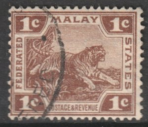 Malaya FMS Federated States Scott 49 - SG52, 1922 Leaping Tiger 1c used