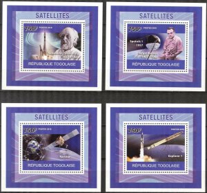 {386} Togo 2010 Space  Satellites 4 S/S Deluxe MNH**