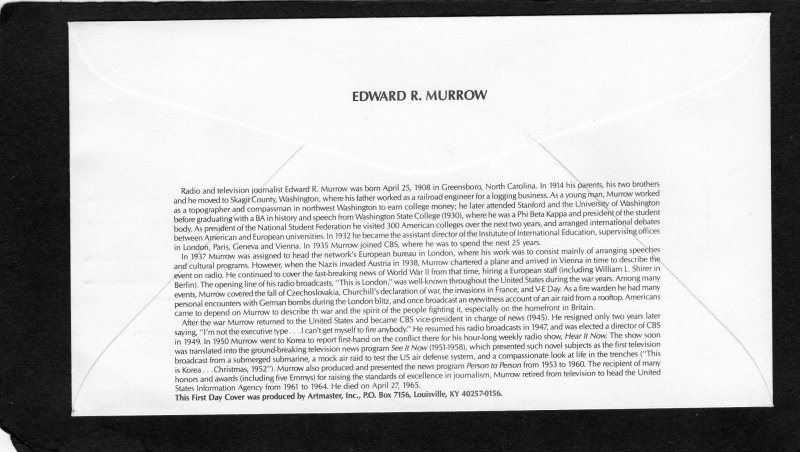 2812 Edward R. Murrow, FDC Artmaster