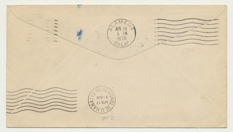 USA 1934 S.F.-HONOLULU TRANS PACIFIC ROUND TRIP COVER, FLT#1230  (SEE BELOW)