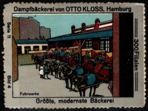 Vintage Germany Poster Stamp Steam Bakery By Otto Kloss, Hamburg 300 Branches