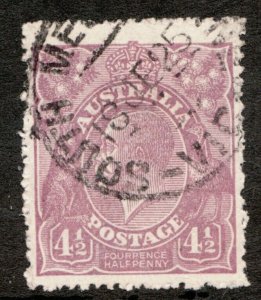 1924 Australia Sc #35 - 4½d - KGV, Kangaroo & Emu Used postage stamp Cv$6.75