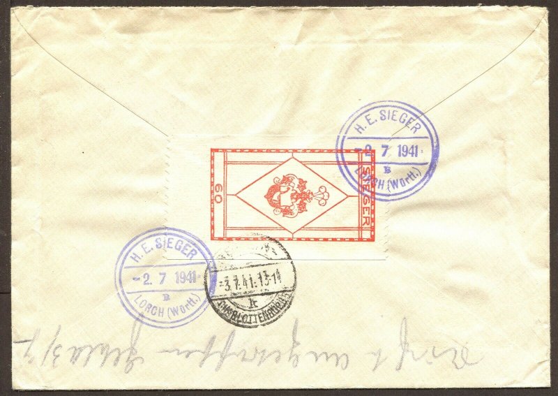 Germany Mi 515/771/778 Registered Express Mail Cover German Postal Workers 1941