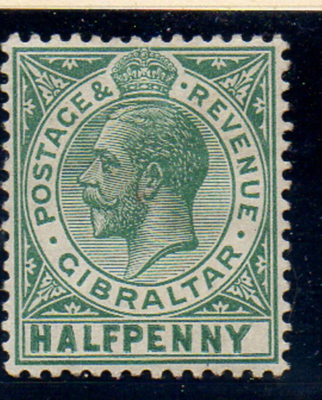 Gibraltar Sc 66 1912 1/2d green George V stamp mint