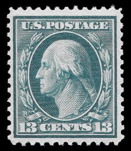 U.S. Scott #339 / $37.50 - 13c Blue Green, MH OG, V-XF