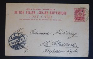 1896 Georgetown British Guiana Postal Stationery Cover To Gladbeck Germany