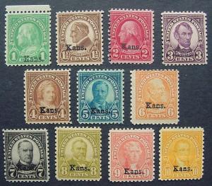 USA, Scott 658-668, KANS Overprints, MNH Set