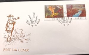 D)1985, NORWAY, FIRST DAY COVER, ISSUE, NORWEGIAN PAINTING, NIKOLAI ASTRUP,