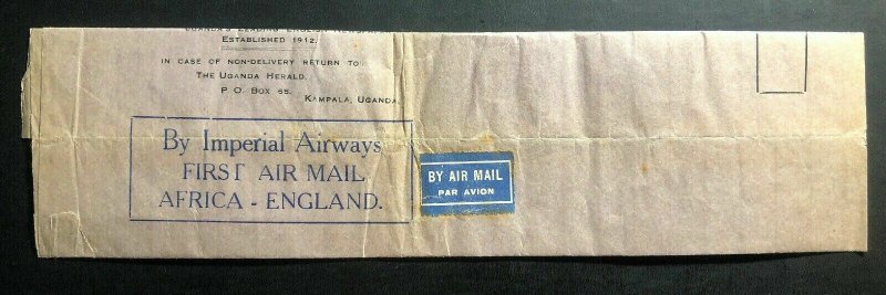 1931 Kampala Uganda First Return Flight Wrapper Cover To England Only 40 Flown