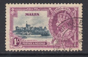 Malta Sc 187 used. 1935 1sh Silver Jubilee, fresh, bright, VF top value to set.