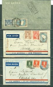 ARGENTINA 1934/136 LOT of (3) AIRMAIL COVERS...CACHETS