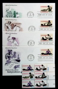 US #1717-1720 FDC Set of 4 MNH Blk of 6 July 4, 1977 Postal Commemorative Cachet