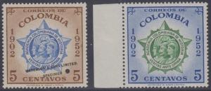 COLOMBIA 1954 HISTORY ACADEMY Sc 625 PERF PROOF + SPECIMEN MNH VF + REGULAR 