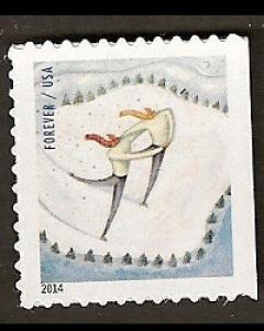 US 4941 Winter Fun Skaters F single from ATM booklet 18 MNH 2014