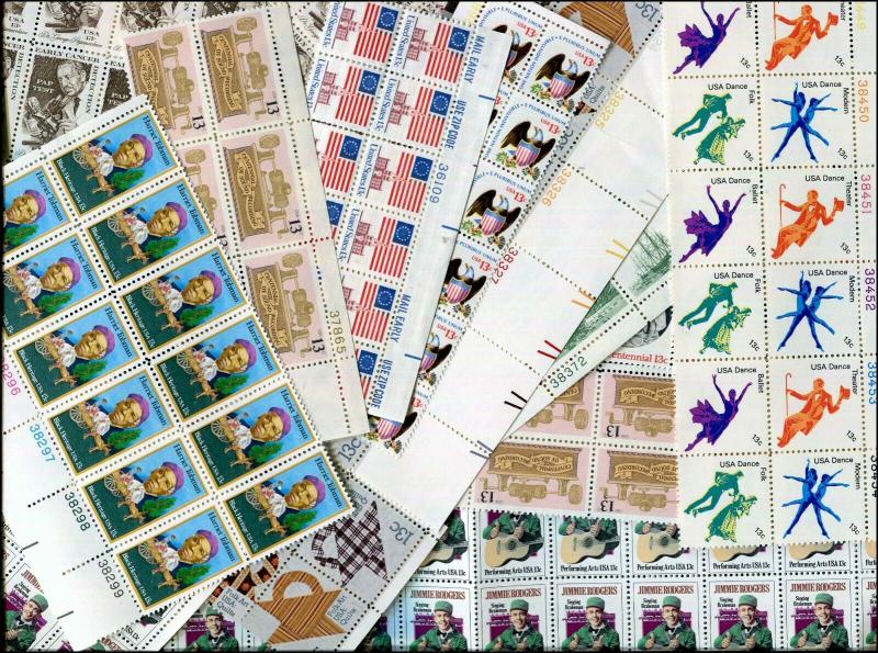 Postage 750 13¢ Stamps All Mint Full Gum Never Hinged Face $97.50