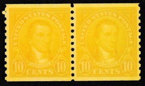 U.S. Scott # 603 PR, 10¢, 1924, PSE Cert, F-VF 75, Mint, OGnh, Coil Pair, Orange