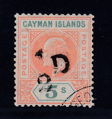 Cayman Islands, SG 18 var, used Slotted Frame variety, only 15 possible!