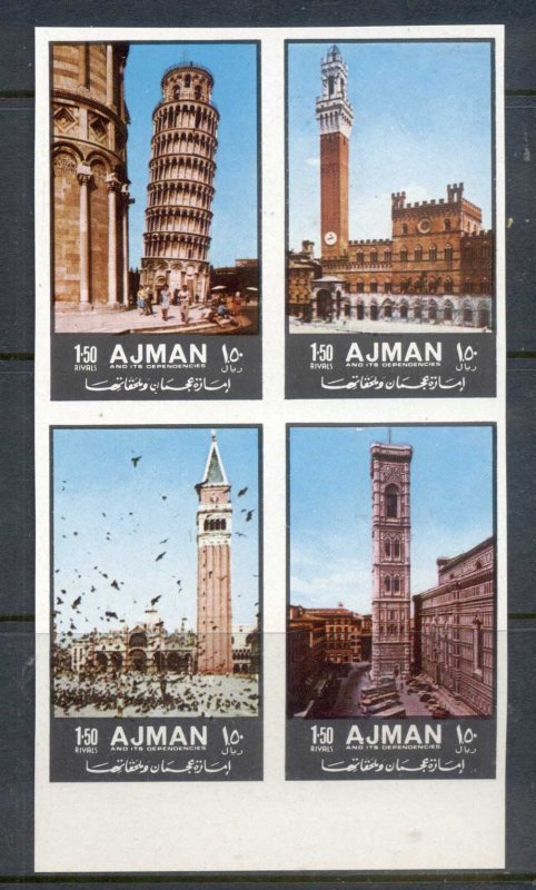 Ajman 1972 Mi#2074-2077b Sights of Italy (II) blk4 IMPERF MUH