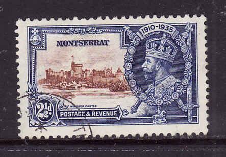 Montserrat-Sc#87-used 2&1/2p ultra & brown Silver Jubilee-KGV-1935-