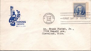 FDC 1940 SC #887 Farnam Cachet - Stockbridge, Mass - Single - F69456