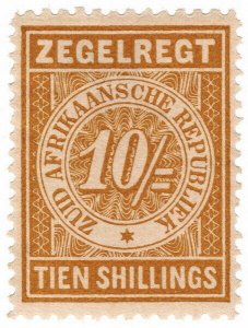(I.B) Transvaal Revenue : Duty Stamp 10/- (1886)