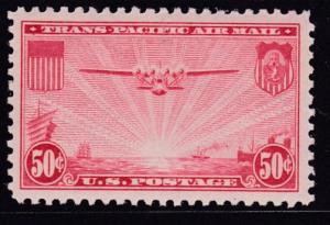 United States 1937 C22 50c carmine China Clipper  F/VF/NH(**)