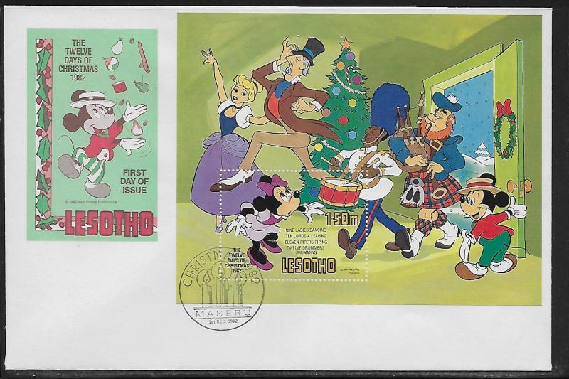 Lesotho 381-89 Disney Christmas Unaddressed FDC