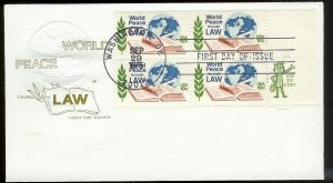 UNITED STATES FDC 10¢ World Peace & Law Zip Block 1975 Farnam