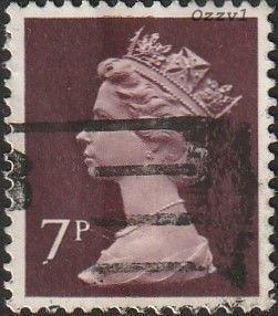 Great Britain #MH61 1975 7p Brown QEII Machin Head USED-Fine-NH.