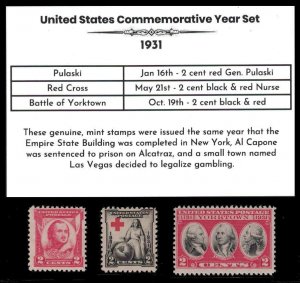 1931 Complete Mint Set of Vintage Commemorative Stamps