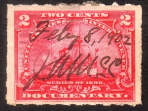 1898, US 2c, Documentary, Used, Sc R164p