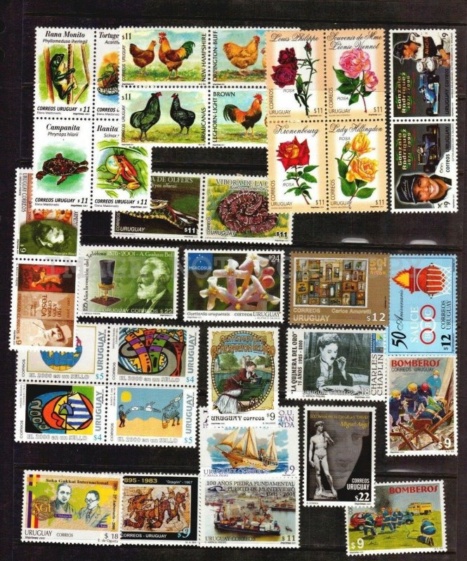 2000-2001 URUGUAY topical stamps Fauna Flora art ship MNH Scott  value $115