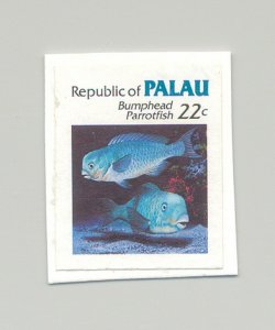 Palau #76 Fish, Parrotfish 1v Imperf Proof Mounted on Card