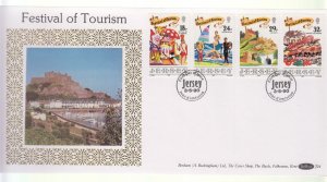 Jersey 1990 Tourism Set on Benham Silk FDC