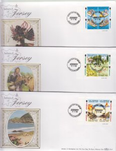 Jersey 1993 No Value Indicated 12values on 3 Benham Silk FDC