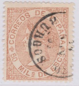 Spain Isabella II 1867-68 50m Bister Brown Used Stamp A30P4F40460-