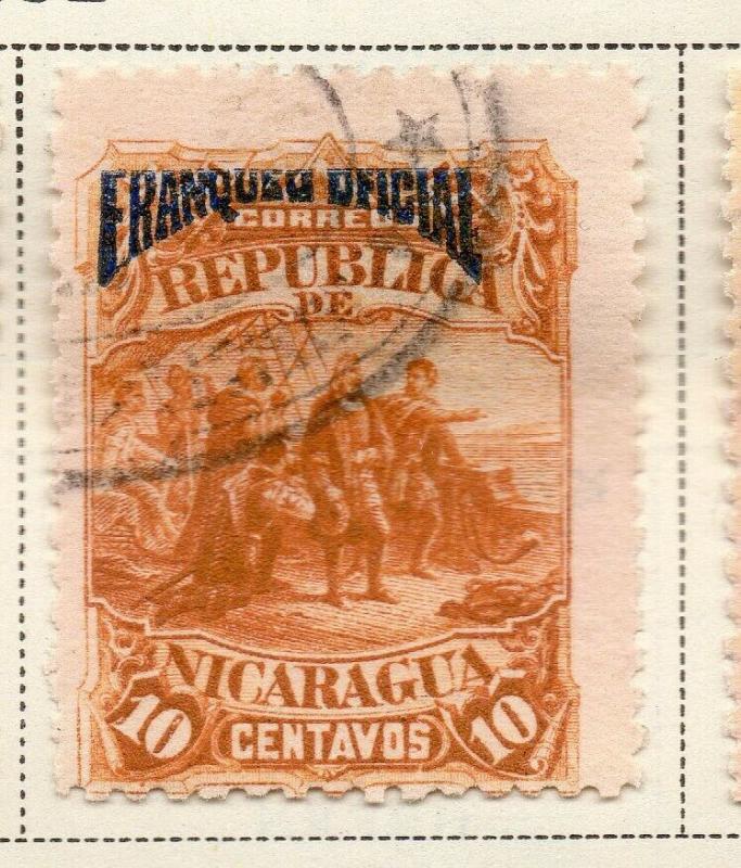 Nicaragua 1892 Early Issue Fine Used 10c. Official Optd 323709