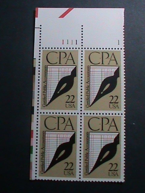 ​UNITED STATES-1987 SC#2361 CERTIFIED PUBLIC ACCOUNTING MNH PLATE BLOCK OF 4