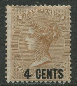 Mauritius - Scott 51 - QV Overprint-1878 - MH - Single 4c on a 1c Stamp