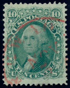 US 68 10c 1861 George Washington PSAG cert VF red town cancel